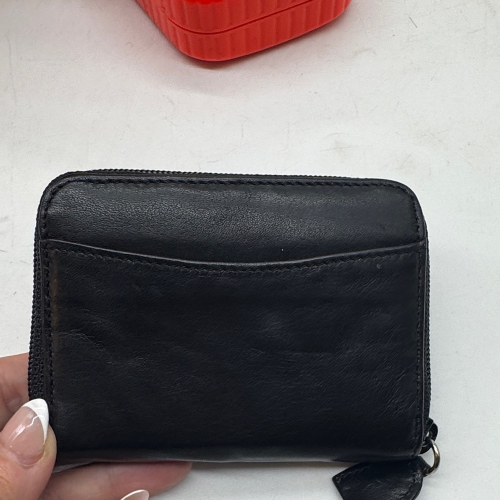 Eddie Baure Small Black Leather Coin Purse Wallet